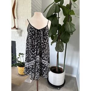 Express Babydoll Y2L Women Sundress Lined Mini‎ Black White Whimsygoth Festival